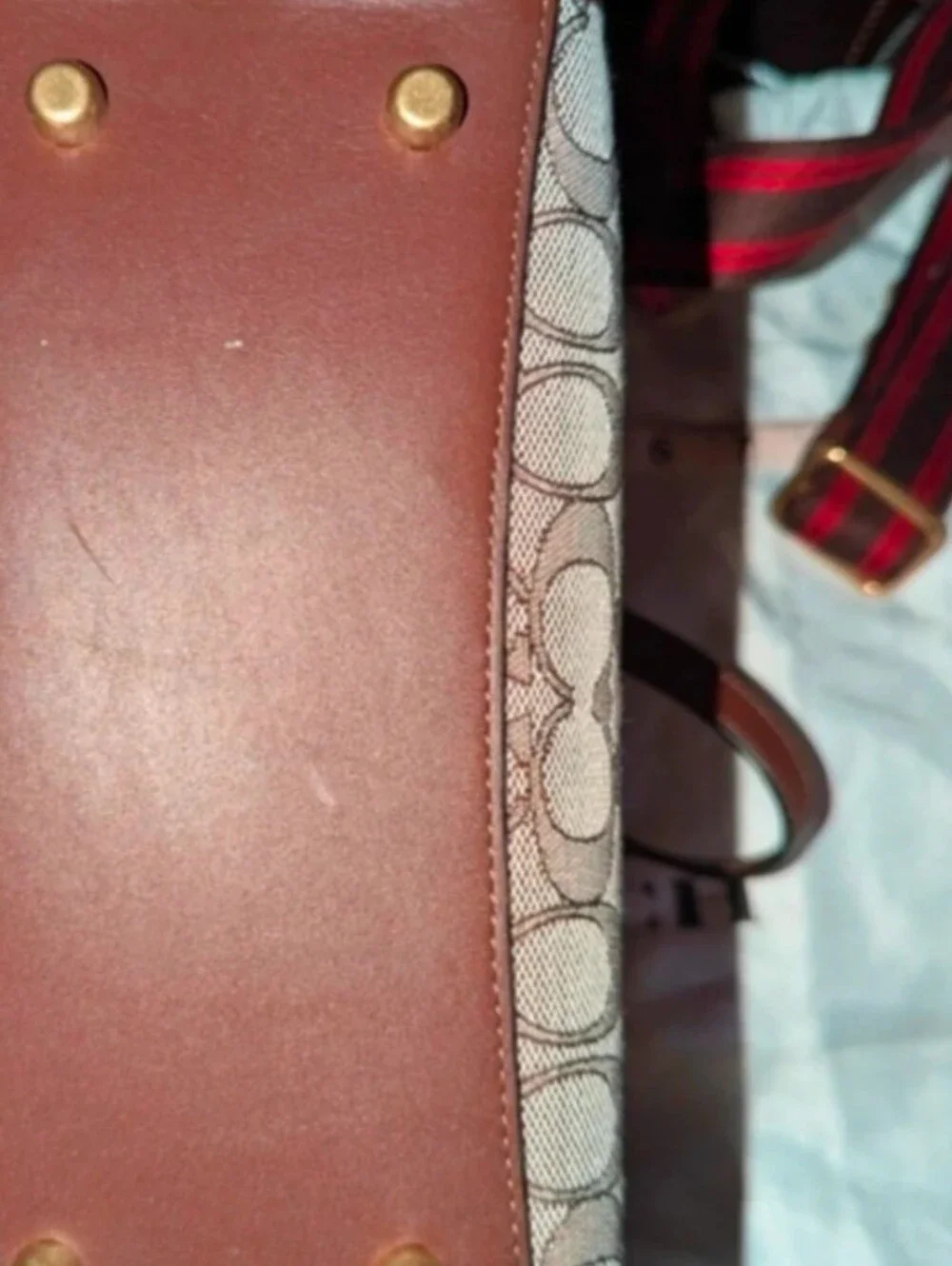 Coach Field Tote 22 Signature Jacquard Canvas & Leather 9